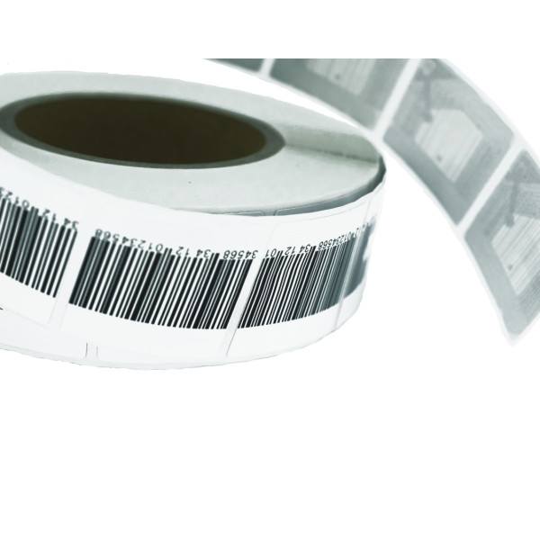 Етикетка із штрих-кодом радіочастотна 40 x 30 мм захисна біла