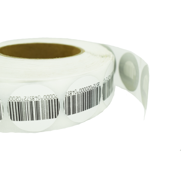 Етикетка із штрих-кодом радіочастотна 40 мм захисна біла кругла