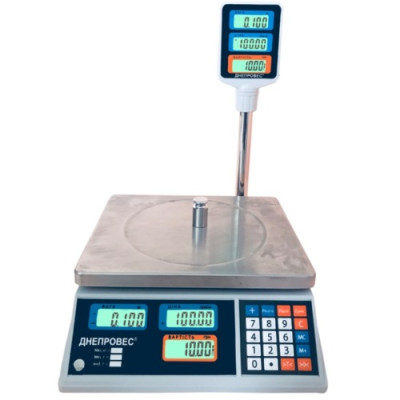 Ваги торгові зі стійкою Дніпровес ВТД-Т2 ЖК на 15 кг